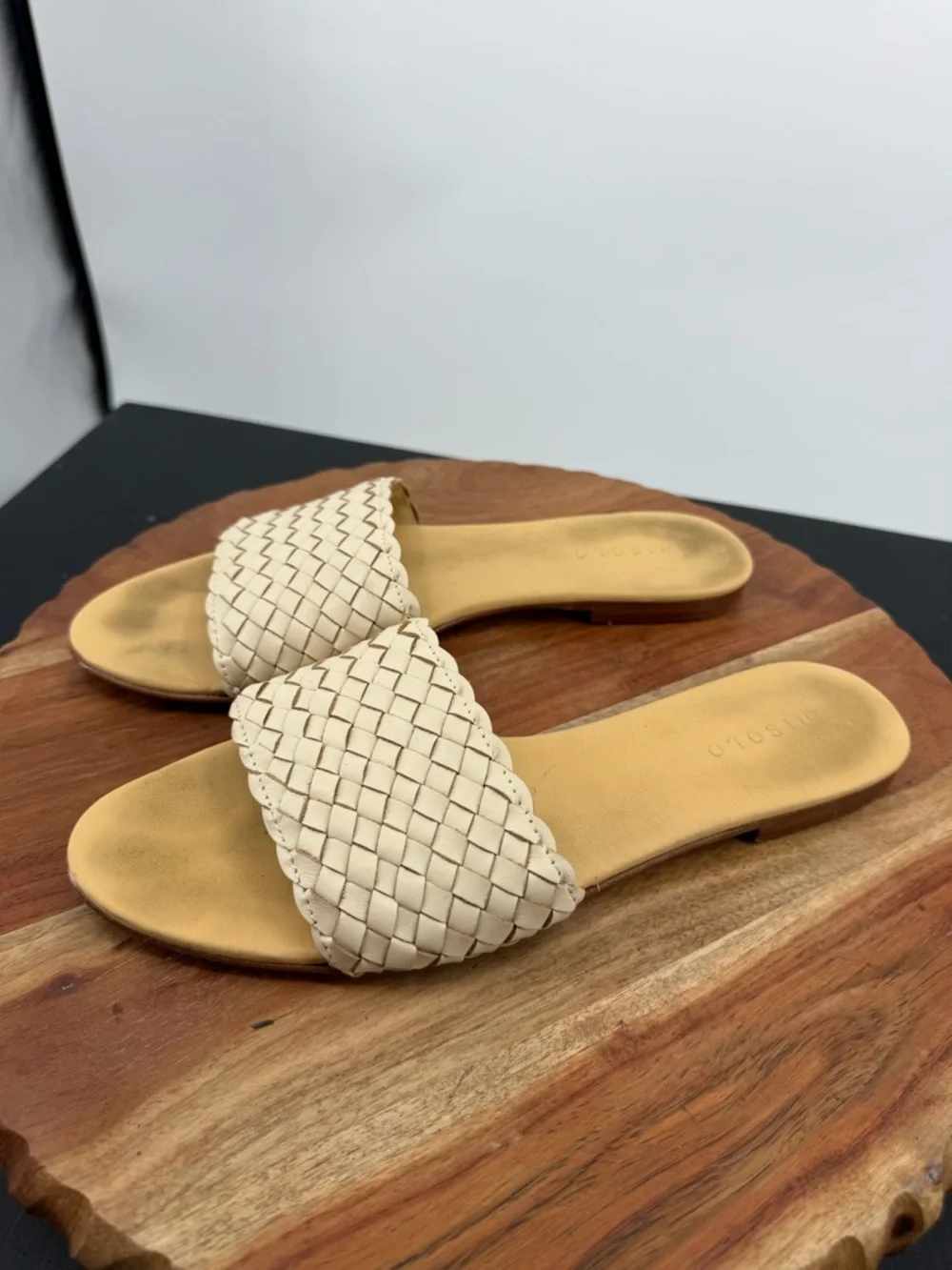 Nisolo Isla Woven Slide Sandals handwoven leather straps cushioned insole sz 8.5